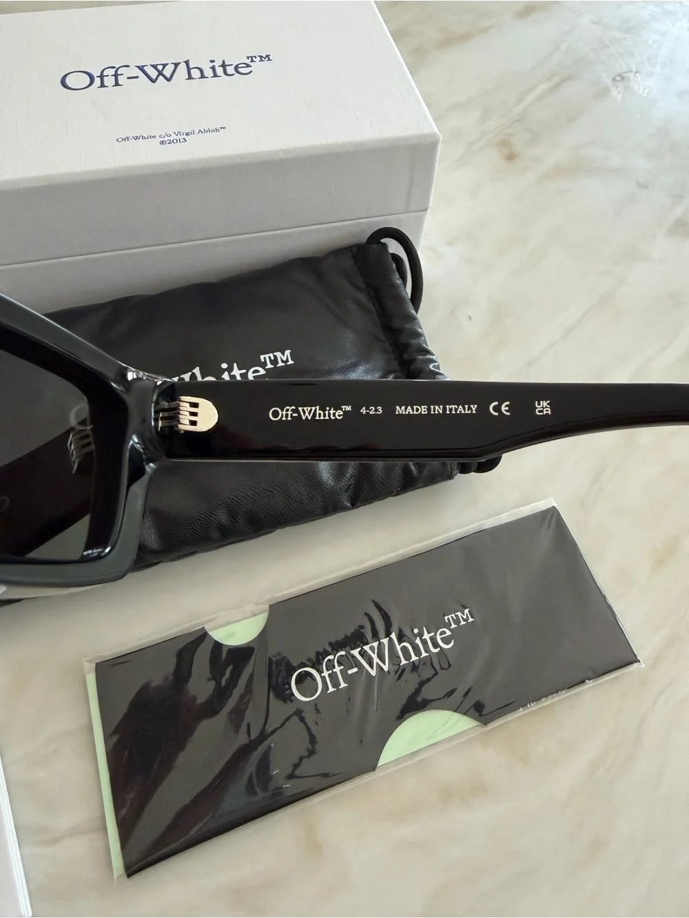 Off-White Black Glossy Rectangular Logo Sunglasses